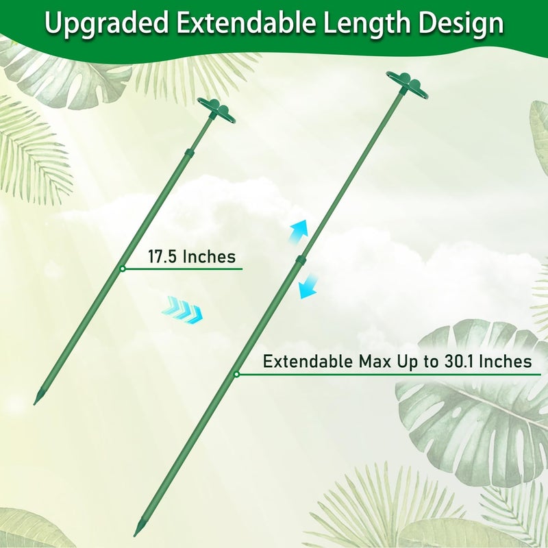 BOVITRO Extendable Plant Stakes, Length Scalable from 17.5IN to 30.1IN Plant Support Stake, Orchid Sticks with Clips for Indoor Outdoor,Garden Stakes for Plant,Tomato,Vegetables,Monstera,Vine - 7Pack - Image 5